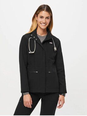 ✨ NWT FIGS FIONx™ Page Scrub Jacket – Black – Women's Size XS